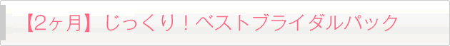 【2ヶ月】じっくり！ベストブライダルパック