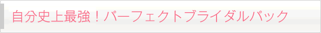 自分至上最強！パーフェクトブライダルパック